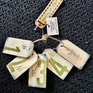 Wooden Painted 4 Rules 4 Life Hanging Tags with Green Accents